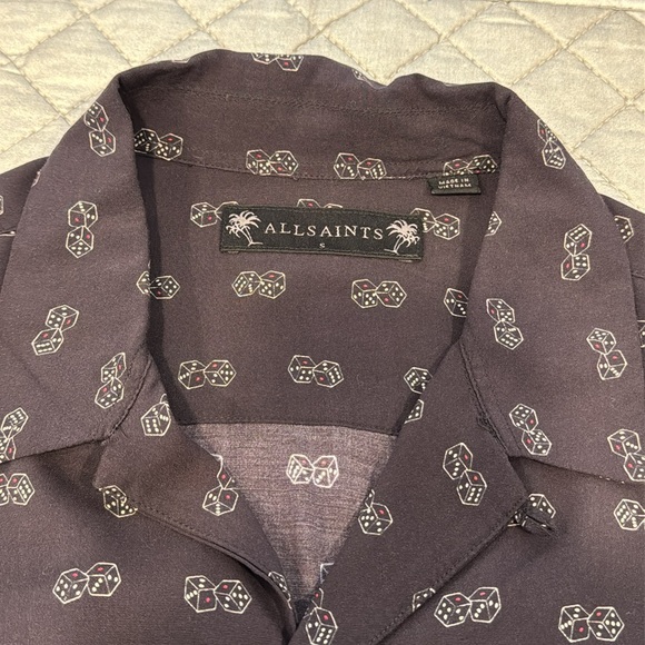 Allsaints Mens Snakeyes Print Black Short Sleeve Button Shirt - Picture 4 of 4